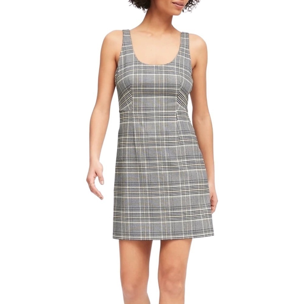 New! Banana Republic Preppy Plaid Academia Sleeveless Scoop Neck Mini Dress